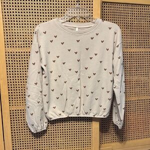 Rylee + Cru EUC girls Cream Top with Heart Pattern 10-12